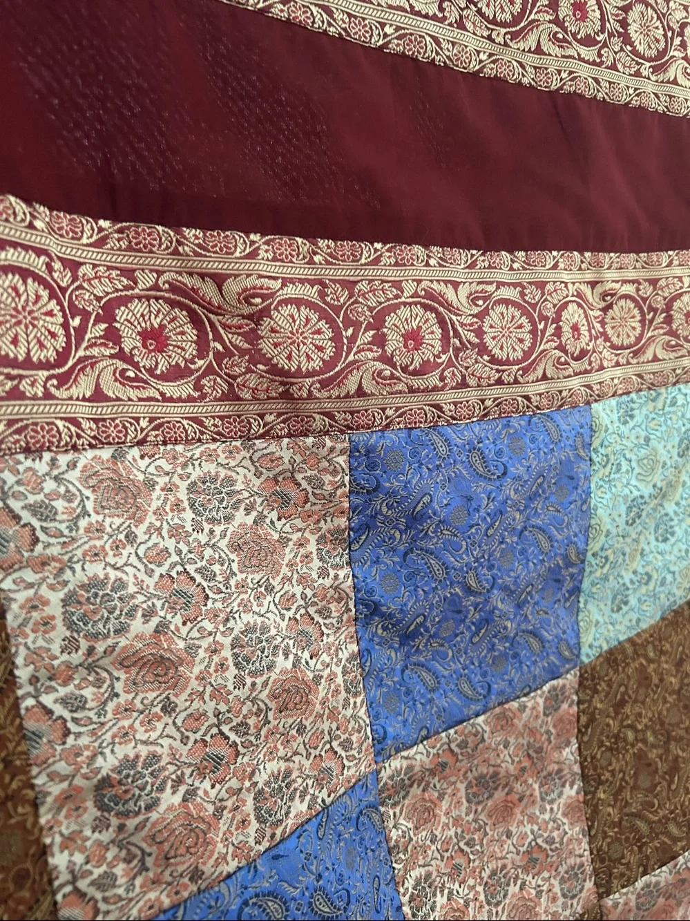 Vintage New Stock Al Jaber Gallery Dubai Patchwork Paisley Bed Coverlet 1990s